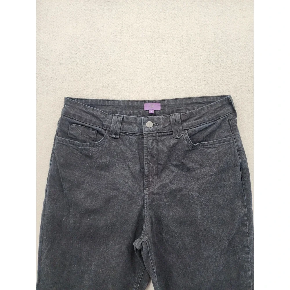 NYDJ Marilyn Straight‎ Leg Jeans Black Faded Stretch Denim Women's Size 14 Pants
